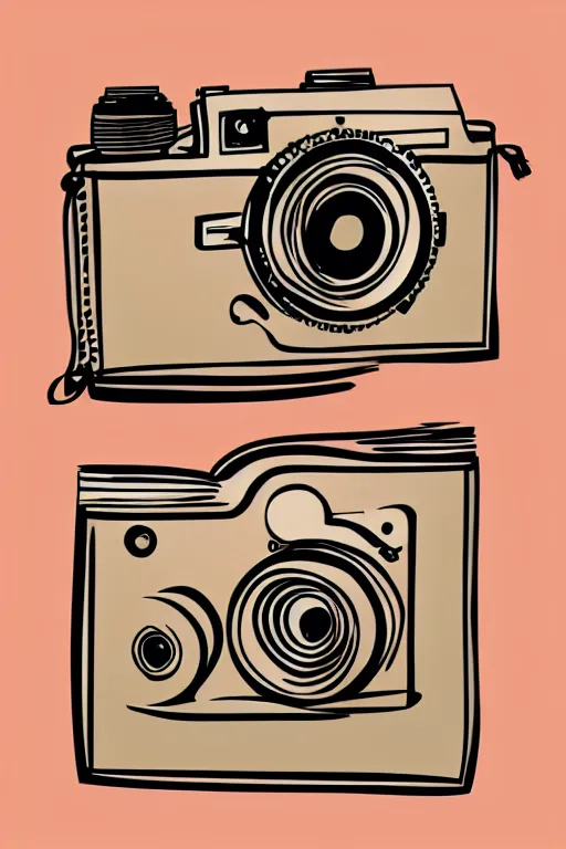 Image similar to minimalist boho style art of a colorful old camera, illustration, vector art