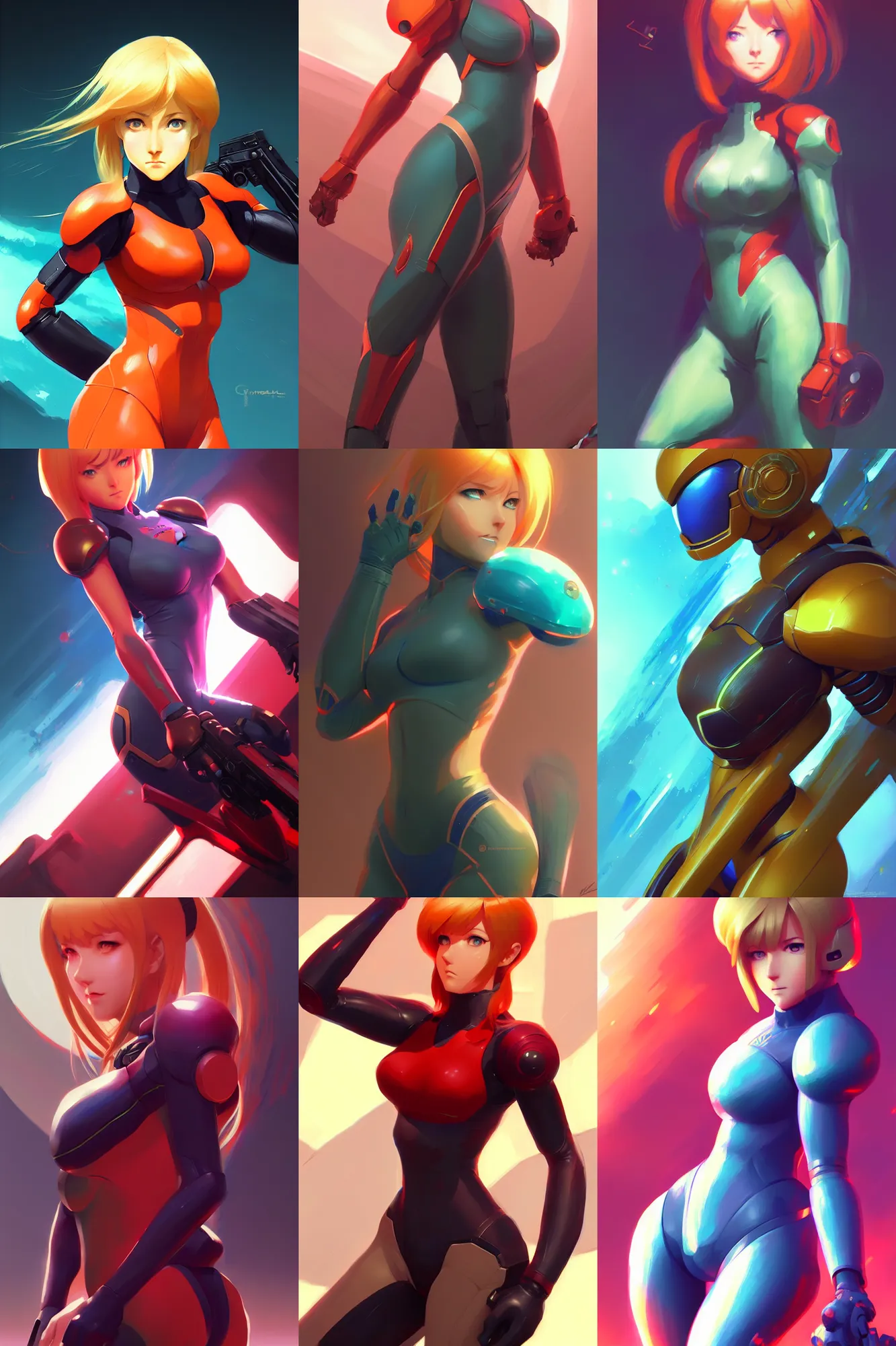 Prompt: gorgeous samus aran by ilya kuvshinov, krenz cushart, Greg Rutkowski, trending on artstation