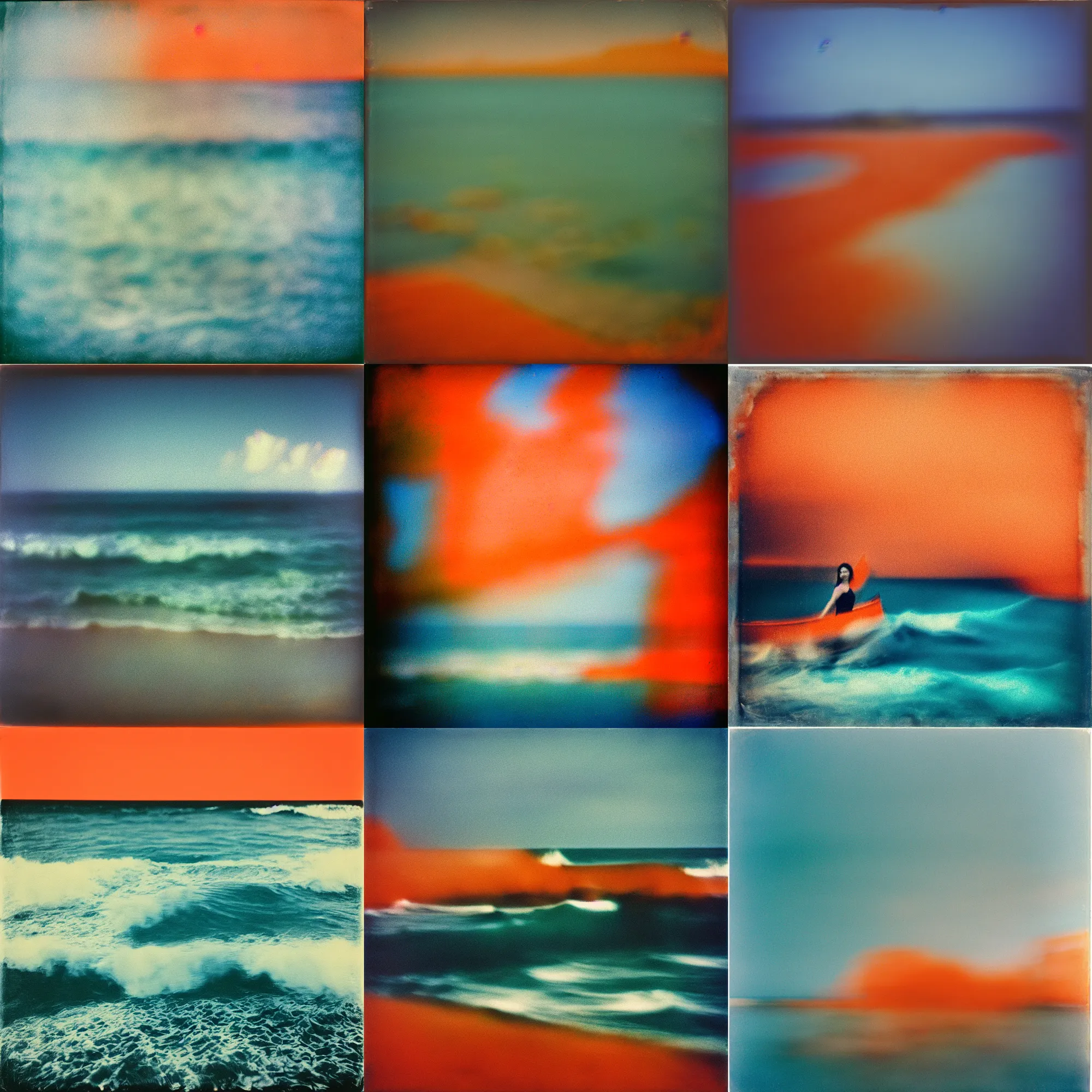 Prompt: kodak portra 4 0 0, wetplate, motion blur, portrait photo of a backdrop, at the sea, coloured in blueberra and orange, by britt marling, muted colours
