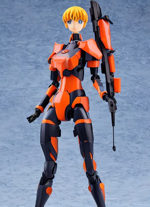 Image similar to toy design,Girl in mecha cyber Armor, portrait of the action figure of a girl, with bare legs， holding a weapon，in the style of NEON GENESIS EVANGELION， anime figma figure, studio photo