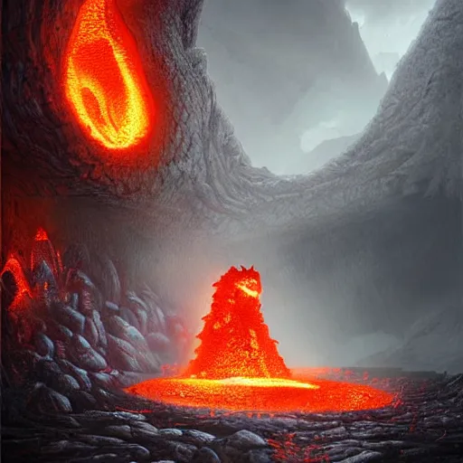 Prompt: dragon made of molten stone dripping with lava rising from the ground, digital art, highly detailed, intricate, tense atmosphere, menacing, scary, 8 k, by greg rutkowski