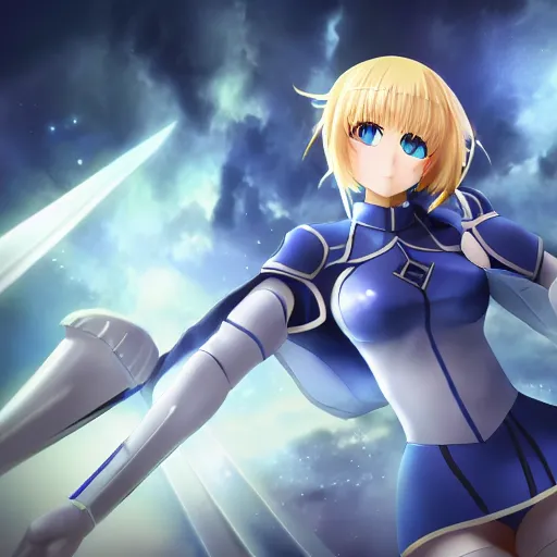 Image similar to beautiful image of saber from fate / stay night in a thight plugsuit, high quality, highly detailed, 4 k, drawn by wwpgi, trending on artstation