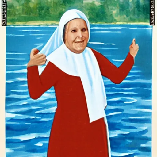 Image similar to sister mary claerance swimming in a zip lock bag