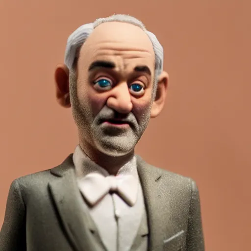 Prompt: a cinematic film still of a claymation stop motion film starring bill murray, shallow depth of field, 8 0 mm, f 1. 8