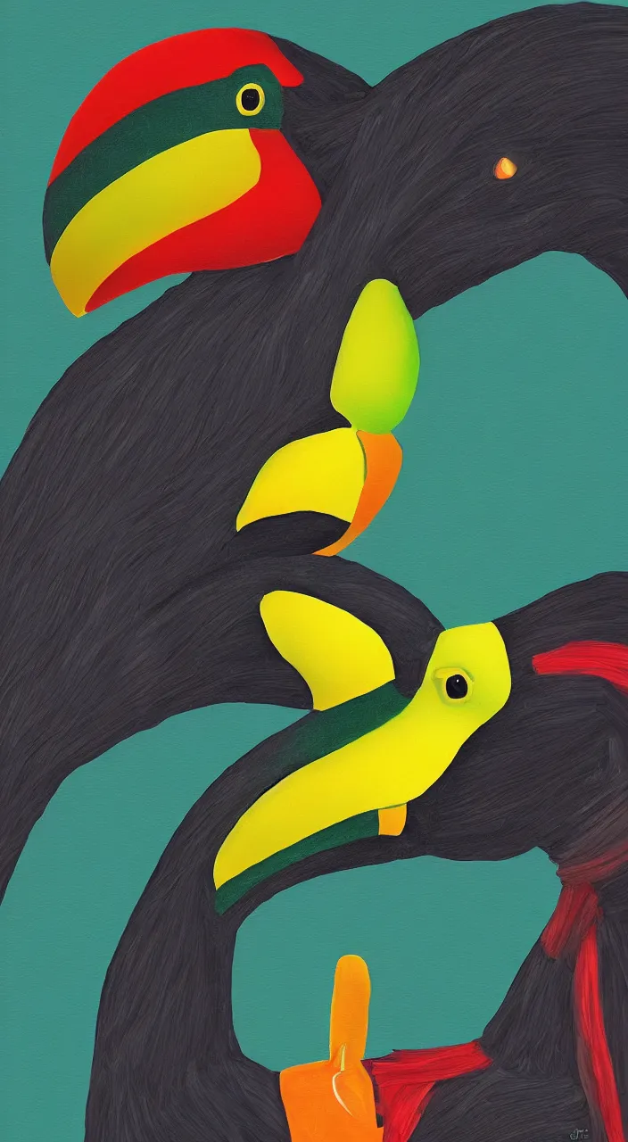 Prompt: child of toucan Sam and a horse, detailed, digital painting