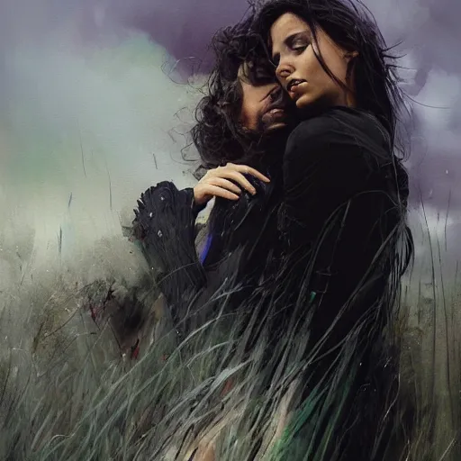 Image similar to morning, raven perching on the shoulder of a woman in a black dress. sun, cinematic, clouds, vogue cover style, contracting colors mood, realistic painting, intricate oil painting, high detail, figurative art, multiple exposure, poster art, 3 d, by simon bisley, ismail inceoglu, wadim kashin, filip hodas.