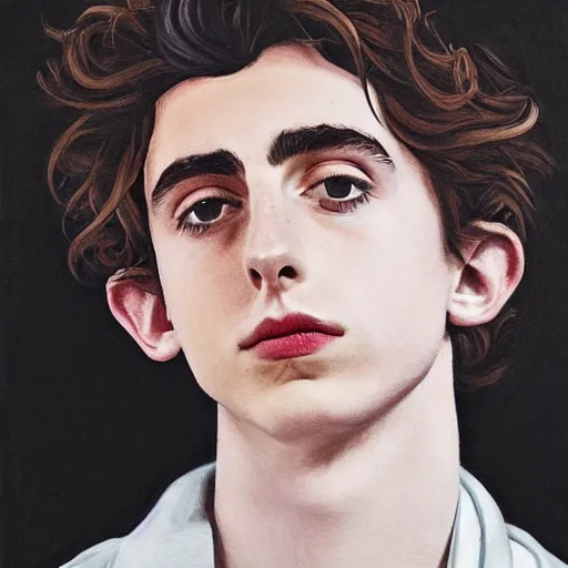 Image similar to a portrait of timothee chalamet by elizabeth payton from the museum of modern art