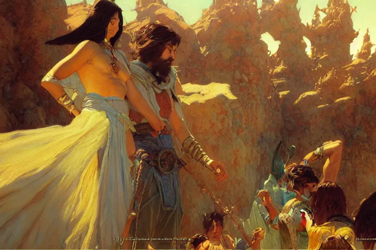 Image similar to tales of earthsea, painting by gaston bussiere, craig mullins, j. c. leyendecker, tom of finland