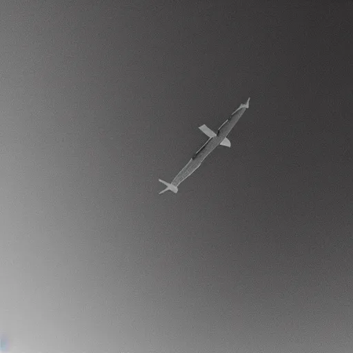 Image similar to A plane crossing the immensity of the sky. Black and white. Amoled.