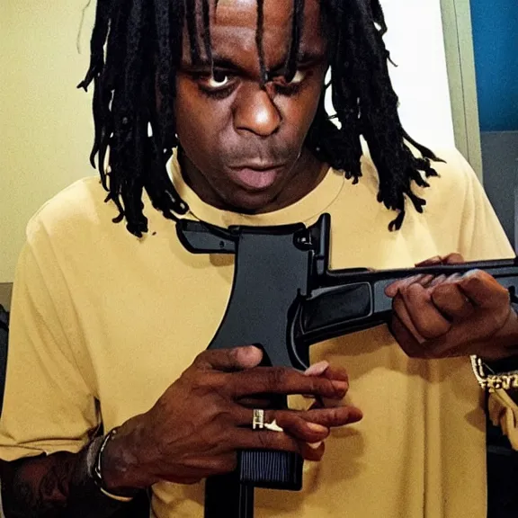 Prompt: Chief Keef wielding an AK-47