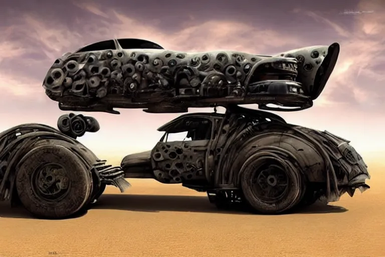 Image similar to a mad max style vehicle designed by igor morski