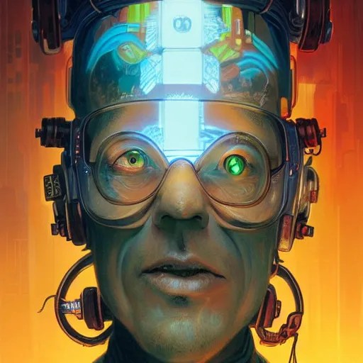 Image similar to lucky god cyberpunk apocalyptic portrait by gaston bussierre and charles vess and james jean and erik jones and rhads, inspired by rick and morty, epic, funny, huge scale, beautiful fine face features, intricate high details, sharp, ultradetailed