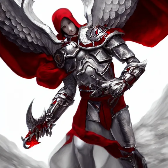 Prompt: male angel flying over hell, white metallic armor, red cape, detailed arms, intricate white armor, two arms, two legs, detailed fanart, rpg art, d&d art, macro art, digital art, DeviantArt, artstation, 8k HD