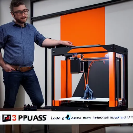 Image similar to josef prusa showing new prusa xxl 3 d printer high end photoshoot