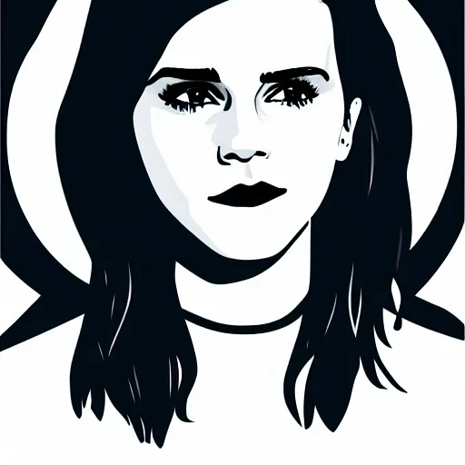 Prompt: emma watson, digital art, iconic icon, 2 d vector logo, cartoon, t - shirt design