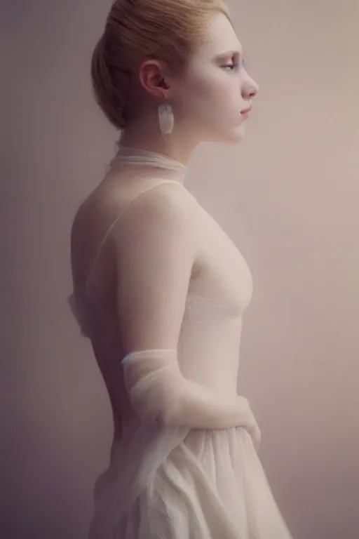 Prompt: kodak portra 4 0 0 long exposure photo portrait of a beautiful woman, dreaming in style of antoine d'agata and andrei tartovsky, dressed a long white, elegant, highly detailed, sharp focus, octane render, ethereal, otherworldly colors, atmospheric, soft light, dreamy, volumetric lighting unreal engine, epic fantasy