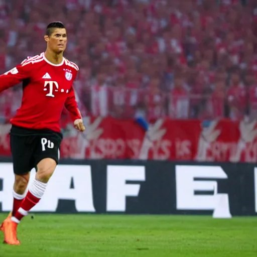 Image similar to Christiano Ronaldo in FC Bayern jersey