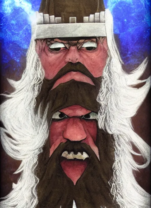 Image similar to an evil wizard named lalu, in minecraft, realistic