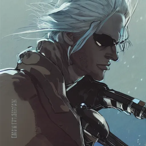 Image similar to liquid snake from metal gear solid piloting mettaton metal gear from undertale, ghibli, greg rutkowski, jeremy mann, rossdraws illustration