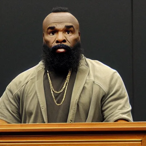 Image similar to mr. t testifying in court