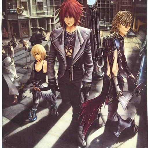 Image similar to genesis rhapsodos walking on city street, final fantasy