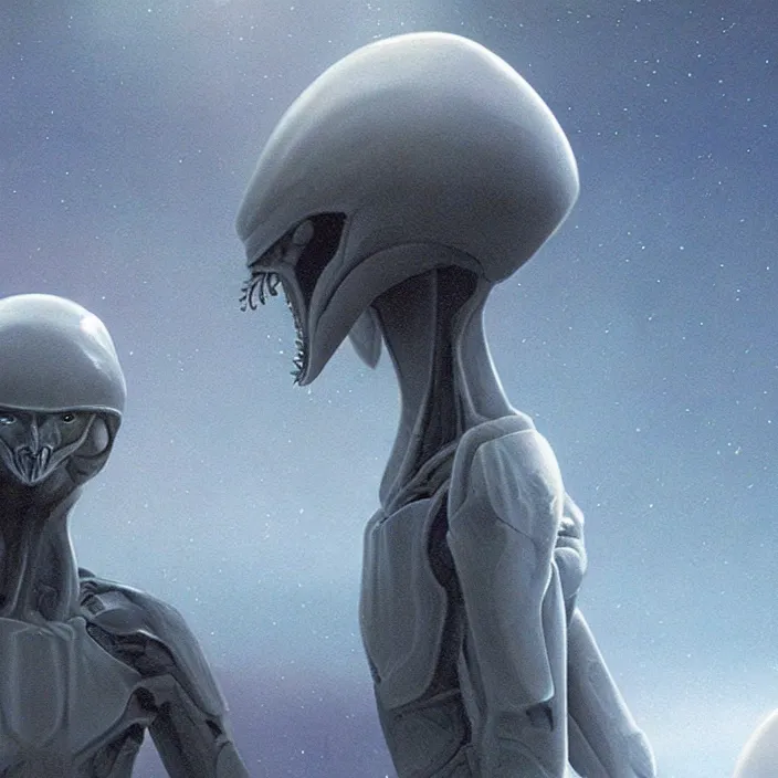 Image similar to first contact with abstract alien being, concept art, movie still