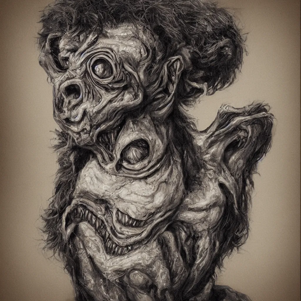 Image similar to horrifying creature portrait