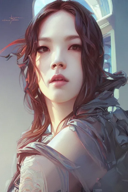 Image similar to portrait of Lisa Blackpink as an architect, highly detailed, digital painting, artstation, concept art, sharp focus, illustration, art by artgerm and greg rutkowski and alphonse mucha