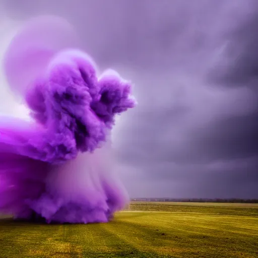 Prompt: A photograph of two extremely beautiful amazing purple tornados, award winning, UHD, 4K wallpaper