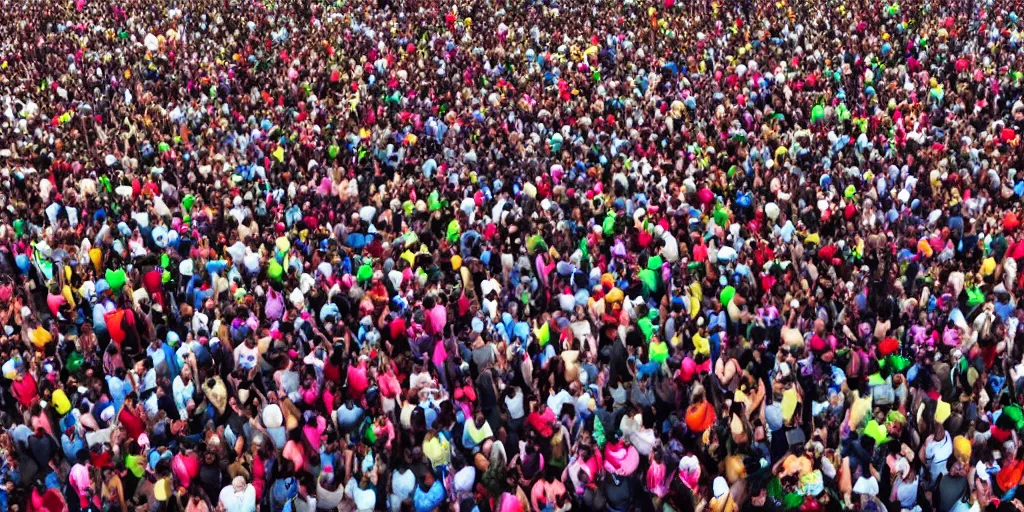 Prompt: million of people dancing in the streets, wide angle