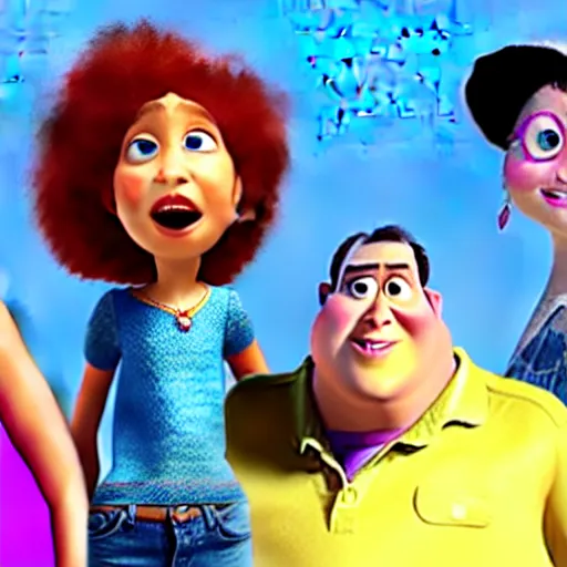 Image similar to pixar character transgender woman with down syndrome