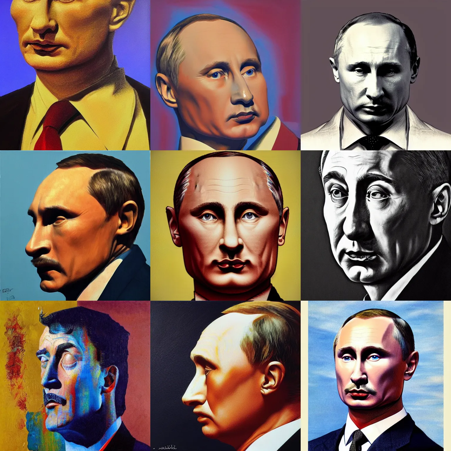 Prompt: modern art, award winning, sold for, masterpiece, profile putin, art by salvador dali, artstation