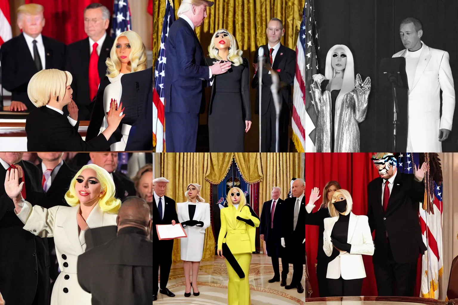 Prompt: lady gaga sworn in as president of the United States photograph