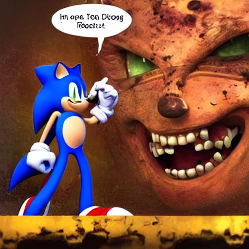 Image similar to sonic decaying and rotting in hell