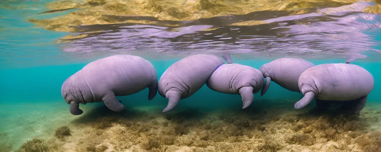 Image similar to manatees eating spaghetti underwater in the ocean, canon 5 0 mm, in the style of wes anderson, kodachrome