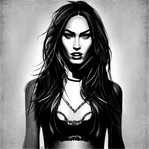 Image similar to “Megan Fox, portrait!!! Portrait based on doodles, lines, monochrome, concept Art, ultra detailed portrait, 4k resolution”