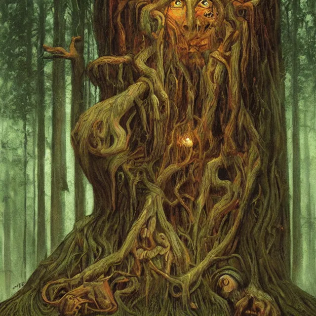 Image similar to a painting of a spirit from the forest by johfra bosschart, dark fantasy art, high detail, trending on artstation