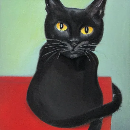 Image similar to portrait of a black cat scholar, oil painting