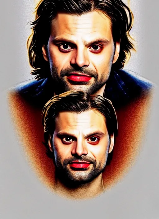 Prompt: highly detailed comedy caper movie poster with flan pudding faced sebastian stan as a sentient flan pudding, sebastian stan face made from flan pudding by greg rutkowski, masterpiece, 1 0 / 1 0