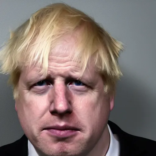 Prompt: mugshot of boris johnson, 4 k