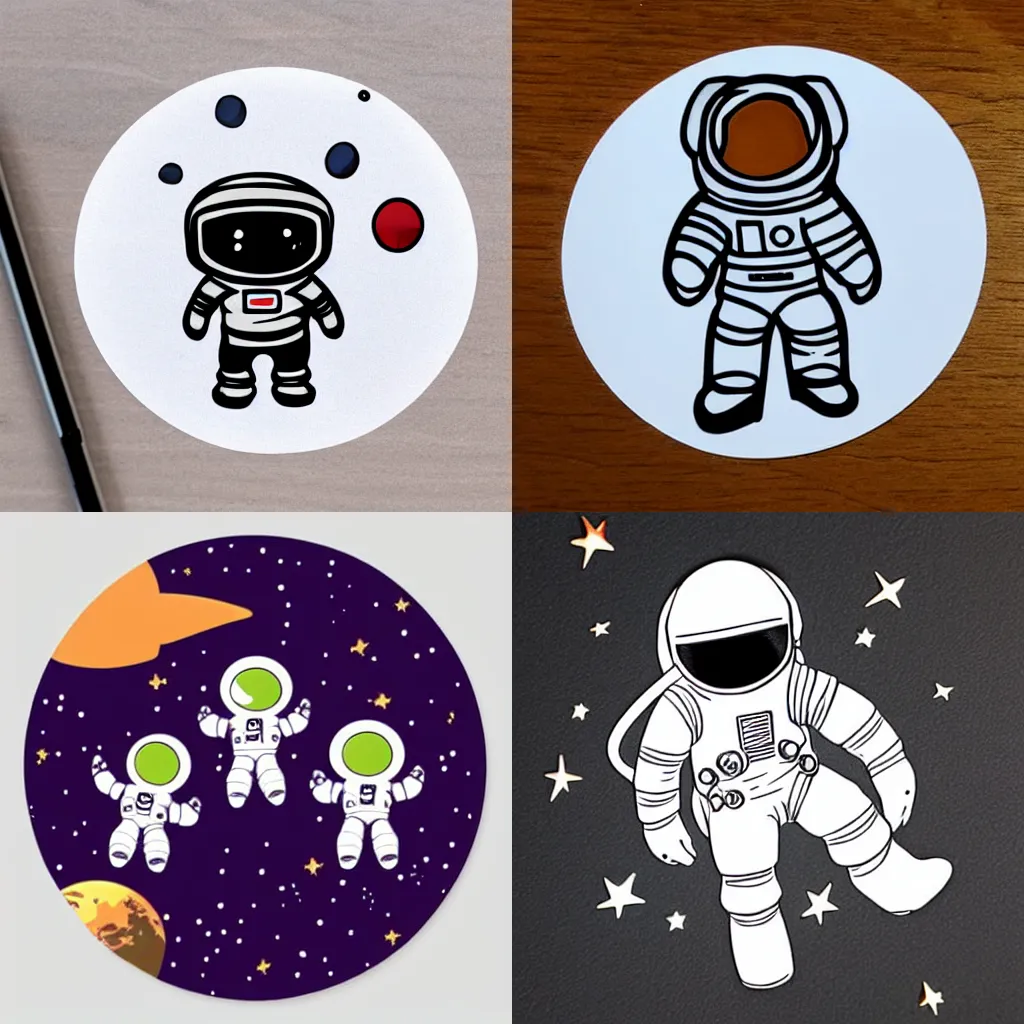 Prompt: cute astronaut sticker art, plain white background