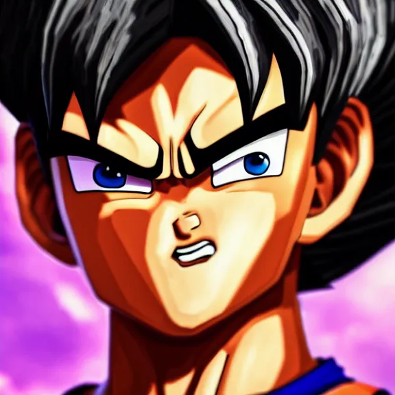 Image similar to highly detailed close up portrait of Son Goku, character art, studio lightning, bright colors, intricate, masterpiece, photorealistic, hiperrealistic, sharp focus, high contrast, Artstation HQ, DeviantArt trending, 4k UHD, Unreal Engine 5