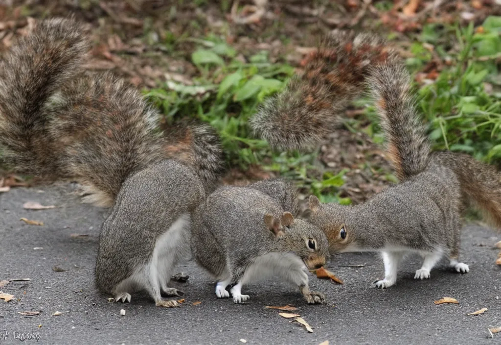 Prompt: squirrels cats and badgers battle in the streets