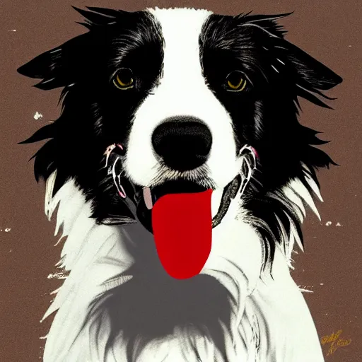 Prompt: a border collie by andy warhol, digital art, trending on artstation