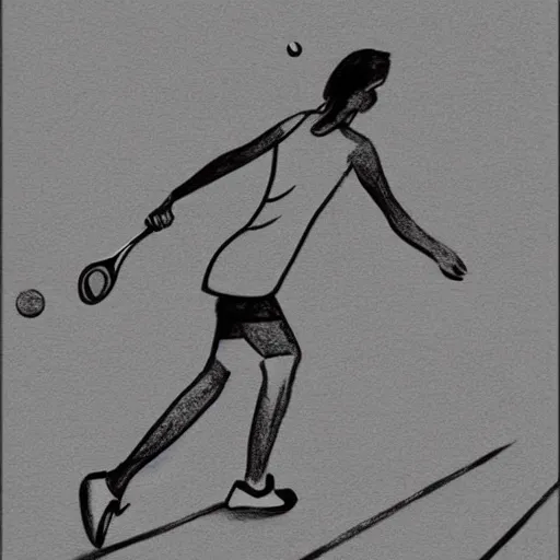Image similar to stick figure drawing of blonde woman playing tennis