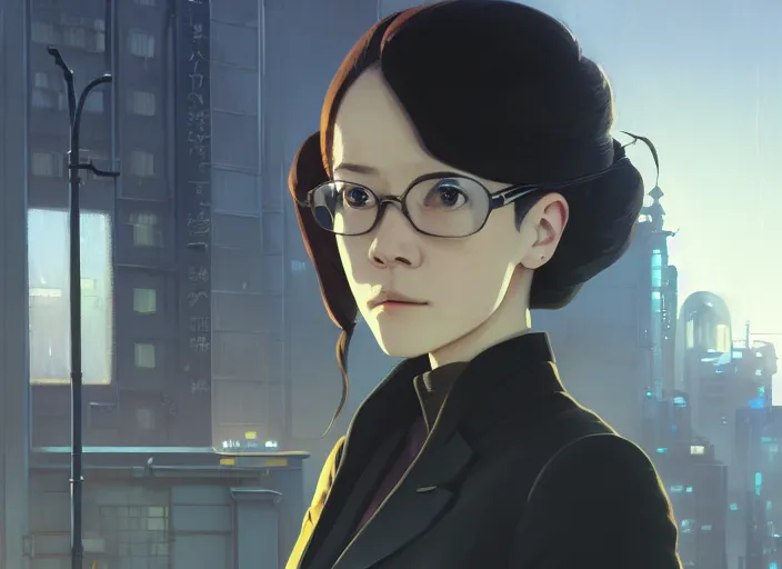 Prompt: a film still portrait of a suspicious female spy, finely detailed features, minions, cinematic lighting, perfect art, night cyberpunk city, intricate, anime, minion, gapmoe grimdark, artstation, trending on pixiv fanbox, painted by greg rutkowski makoto shinkai takashi takeuchi studio ghibli, akihiko yoshida, 4 k