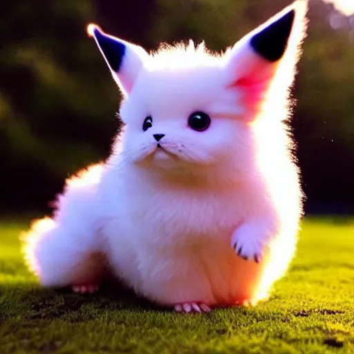 Prompt: real life pokemon, cute!!!, adorable!!!, fluffy!!!, ultra realistic!!!, golden hour, sharp focus
