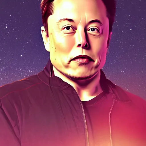 Prompt: elon musk stuck in an anime utopia, digital art