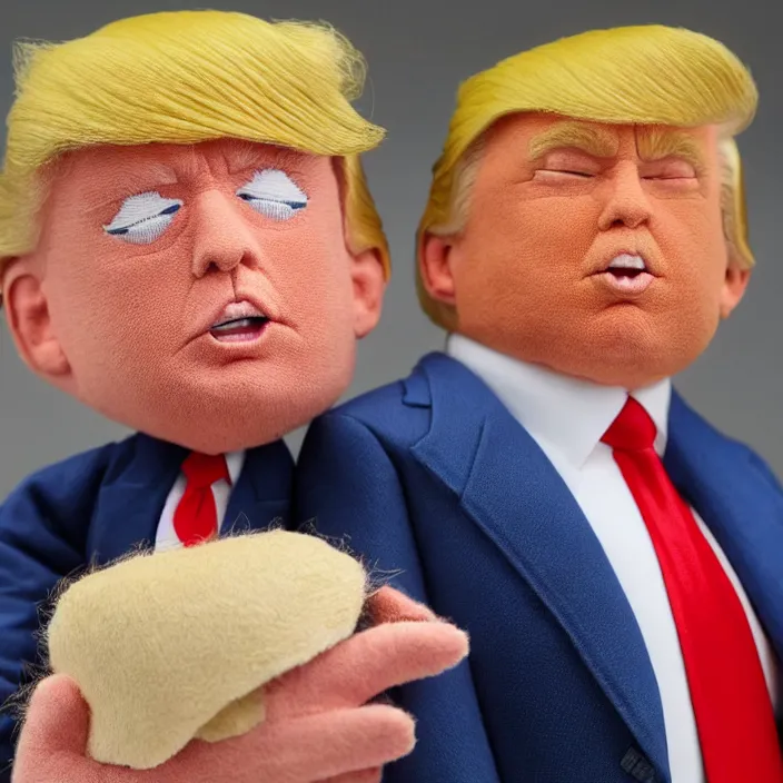 Image similar to donald trump, an plush of donald trump, plush, detailed product photo, detailed and well - designed