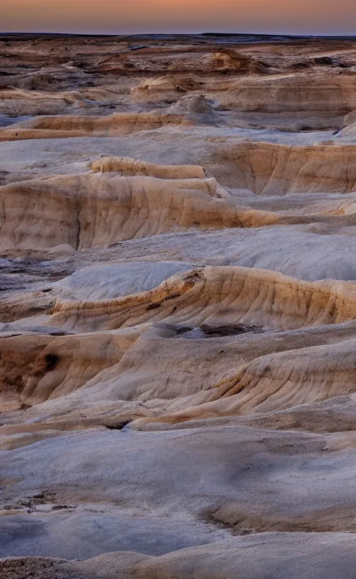 Prompt: bisti badlands landscape with glowing glass